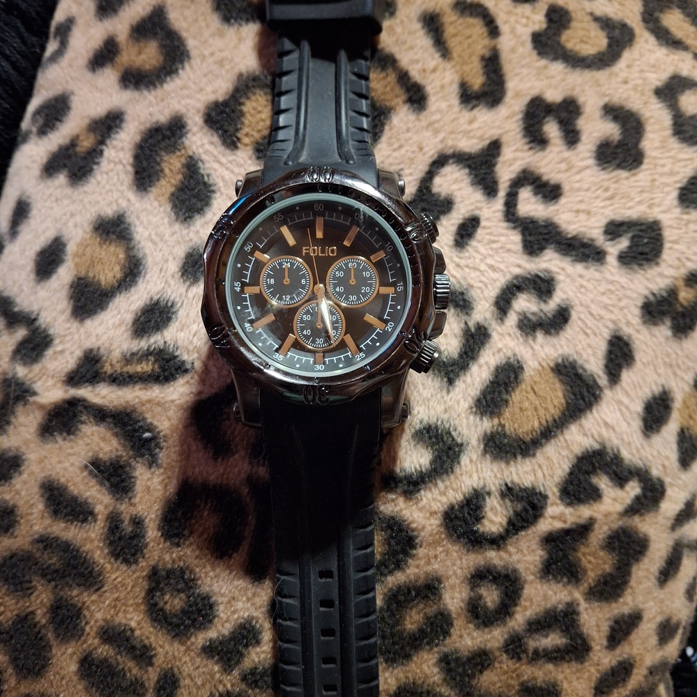 Folio Black Chronograph Watch